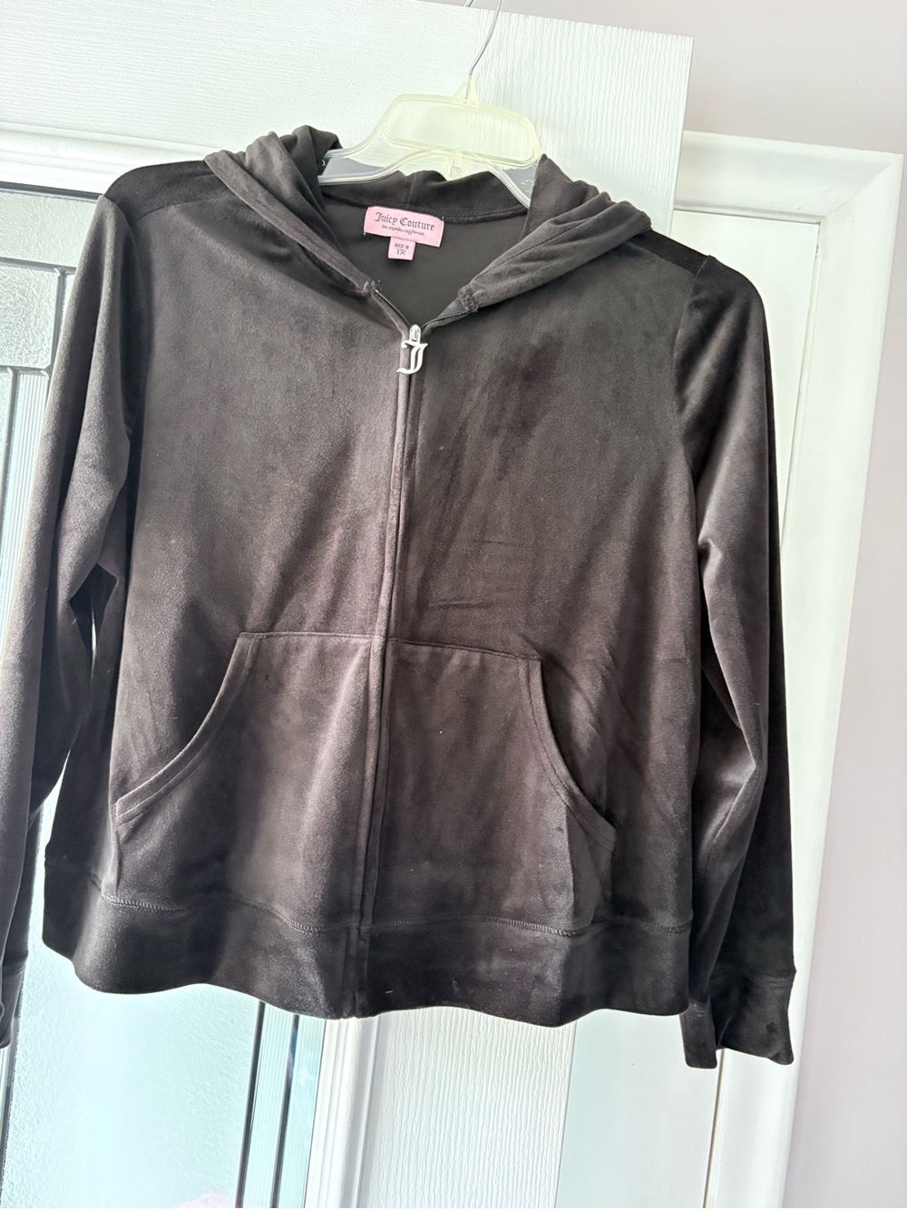 Juicy Couture Girls' Black Velour Zip Hoodie
